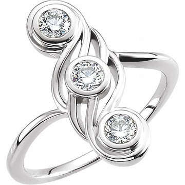 Three-Stone Bezel-Set Ring