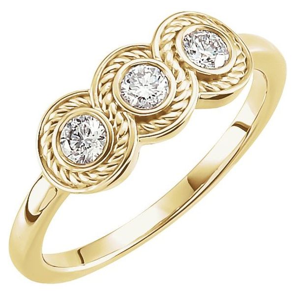 Three-Stone Bezel-Set Ring