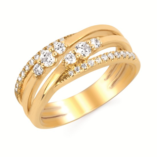Four Row Diamond Fashion Ring