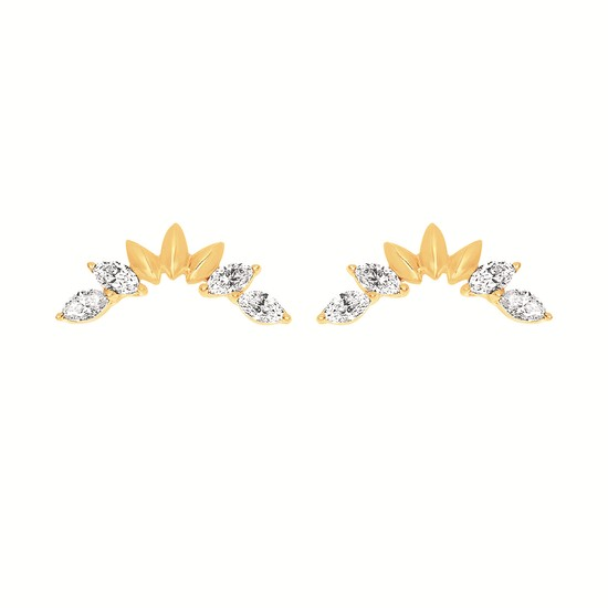 0.32ctw Diamond "Fan" Earrings, 14kt Yellow Gold