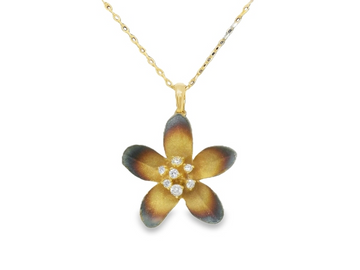 Floral Pendant with Paper-Clip Chain