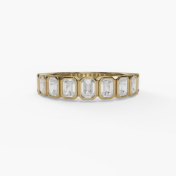 Emerald Bezel Wedding Band