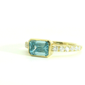 1.55ct East-West Blue Lab Diamond Ring with Ascending Diamond Accents in 14kt Yellow Gold