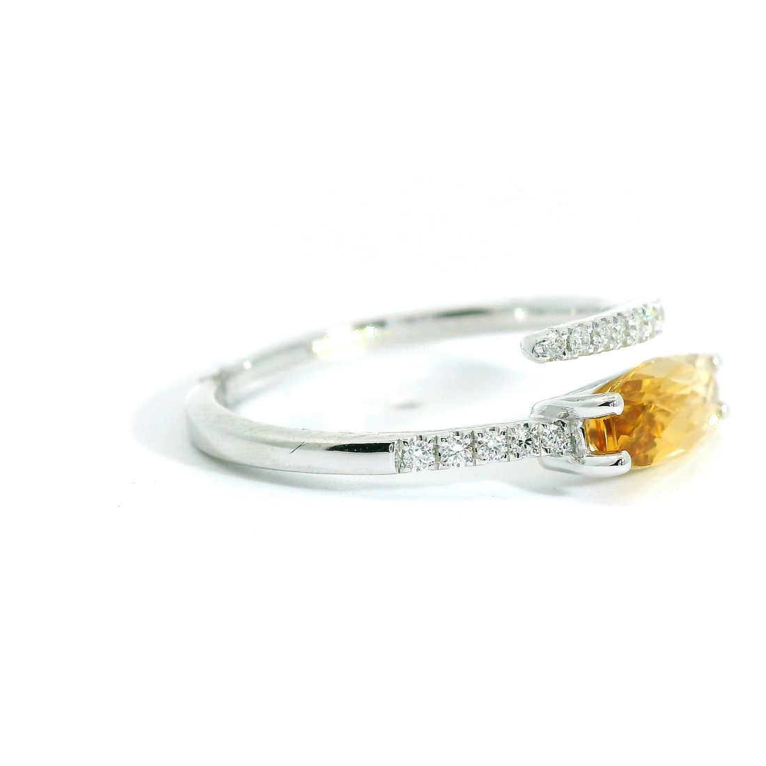 Citrine and Diamond Bypass Fashion Ring