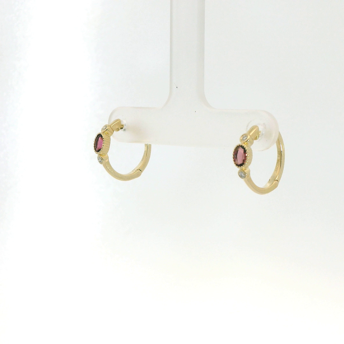 Pink Tourmaline Hoop Earrings