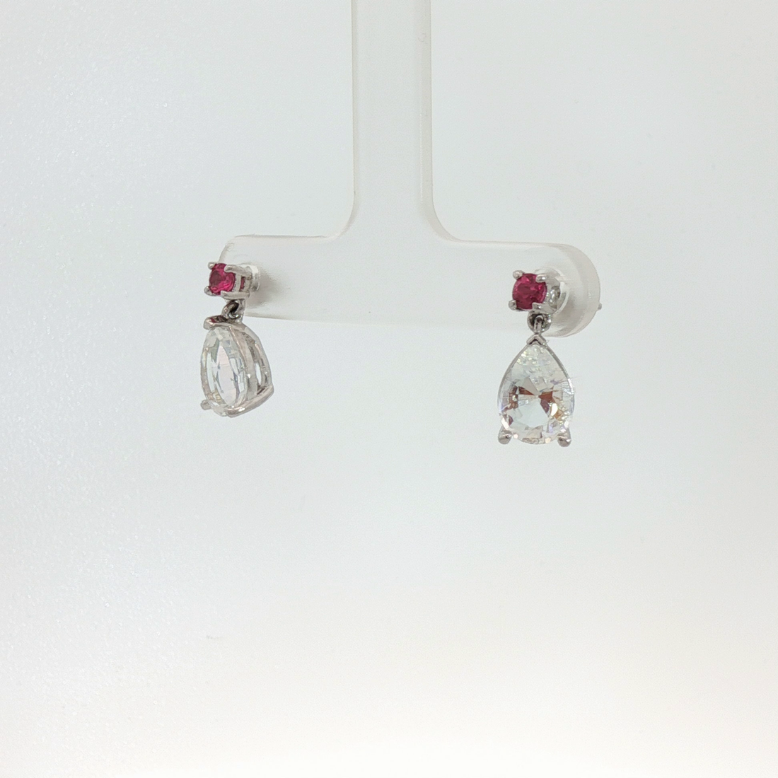 Moonstone & Spinel Drop Earrings