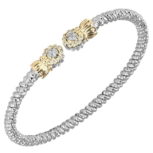 14K Gold and Sterling Silver, Diamond Stackable Cuff Bracelet