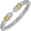 14K Gold and Sterling Silver, Diamond Stackable Cuff Bracelet