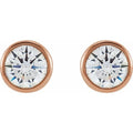Round Bezel-Set Stud Earrings