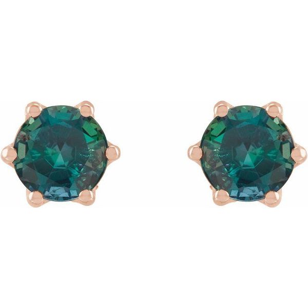 Round 6-Prong Accented Crown Stud Earrings