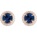 Round 4-Claw Prong Pre-Notched Halo-Style Earring