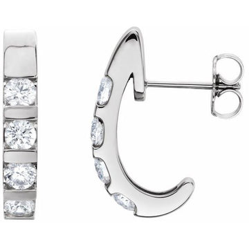 Channel-Set J-Hoop Earrings