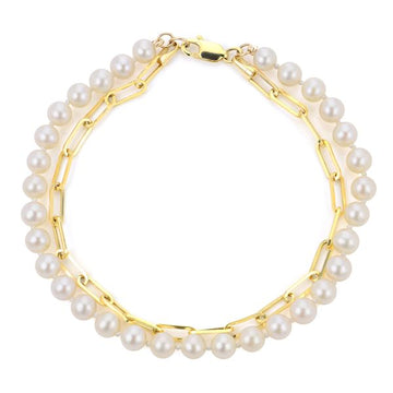 14KT Yellow Gold Freshwater Pearl Bracelet