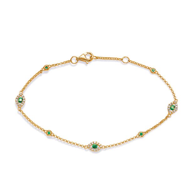 Yellow Gold Emerald & Diamond Bracelet