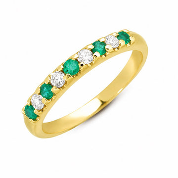 Emerald & Diamond Ring in 14K Yellow Gold