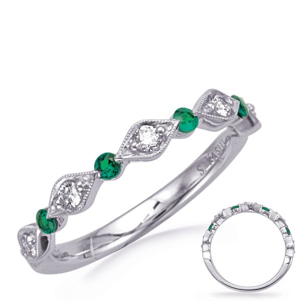 White Gold Emerald & Diamond Ring