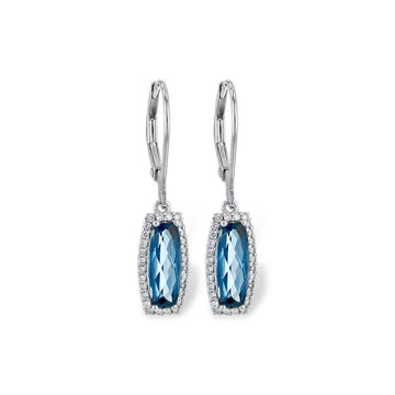 14KT Gold Blue Topaz Earrings