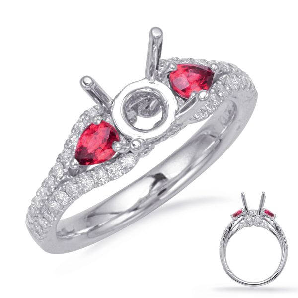 White Gold Ruby & Diamond Ring