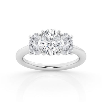 14K White Gold Three Stone Engagement Ring