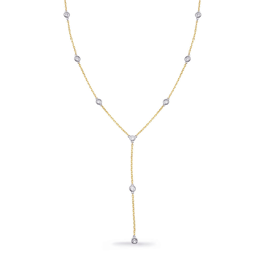 Diamond By The Yard Necklace in 14K Yellow & White Gold