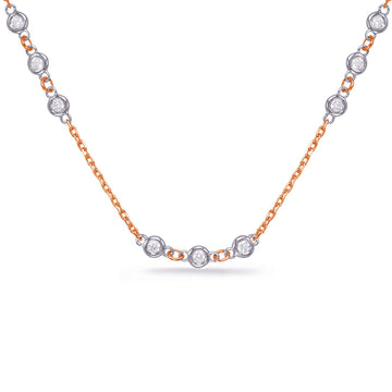 Diamond By The Yard Necklace in 14K Rose & White Gold