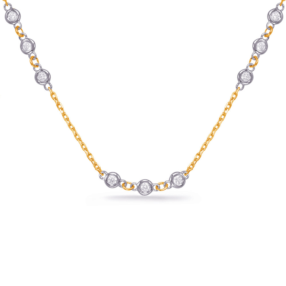 Diamond By The Yard Necklace in 14K Yellow & White Gold