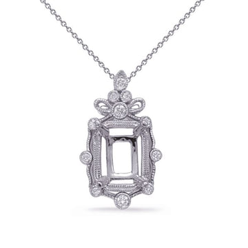White Gold Diamond Pendant 6x4 Ec Cente