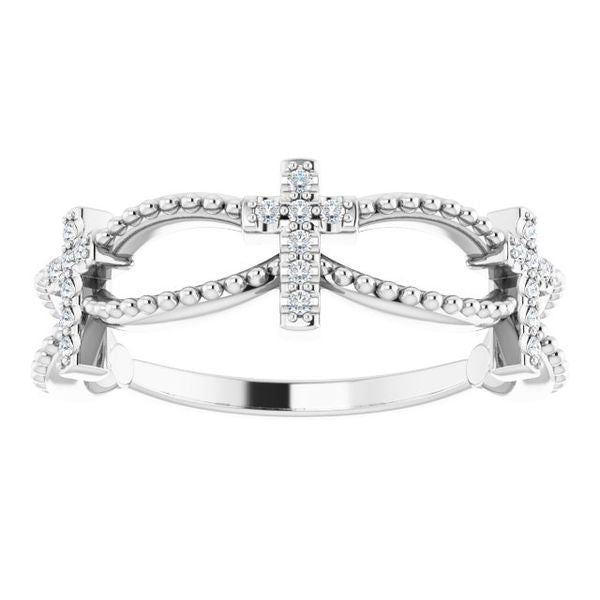 Accented Stackable Cross Ring